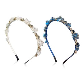 2 Pieces Crystal Rhinestone Headbands, Elegant Headbands, Shiny Headbands, Women's Hair Accessories, Women's Thin Hair Bands, Clothing Accessories, Hair Accessories