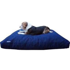 Dogbed4less Shredded Memory Foam Dog Bed Pillow, Waterproof Lining and Machine Washable Durable Denim Cover 40X35 Inches, Blue