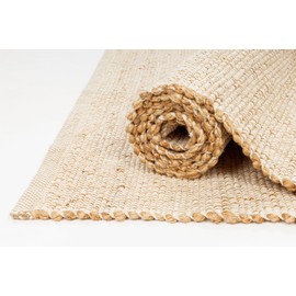 KEMA Jute Cotton Hand Woven Natural Farmhouse Area Rug for Living Room, Bed Room - Rustic Vintage Bohemian Decor (6' x 9' Natural)