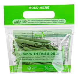 Restaurantware Serve Secure 7.5 x 7.5 Inch Steam Bags, 500 Resealable Zipper, Disposable, Green Plastic Microwave Steamer Cooking Bags, Ideal For Vegetables, Potatoes, Meat, And More