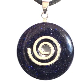 Steinfixx® - Premium Blue Stone Donut Optional Necklace with Silver or Gold Pendant and 80 cm Leather Cord Healing Stone Gemstone Chakra Stone, Crystal Gemstone Crystal gemstone Blue stone, blue