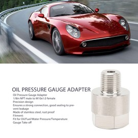 Thread Adapter 1/8 Inch NPT Male Thread to M10 x 1.0 Female Pressure Gauge Adapter Stainless Steel Oil Pressure Gauge Adapter