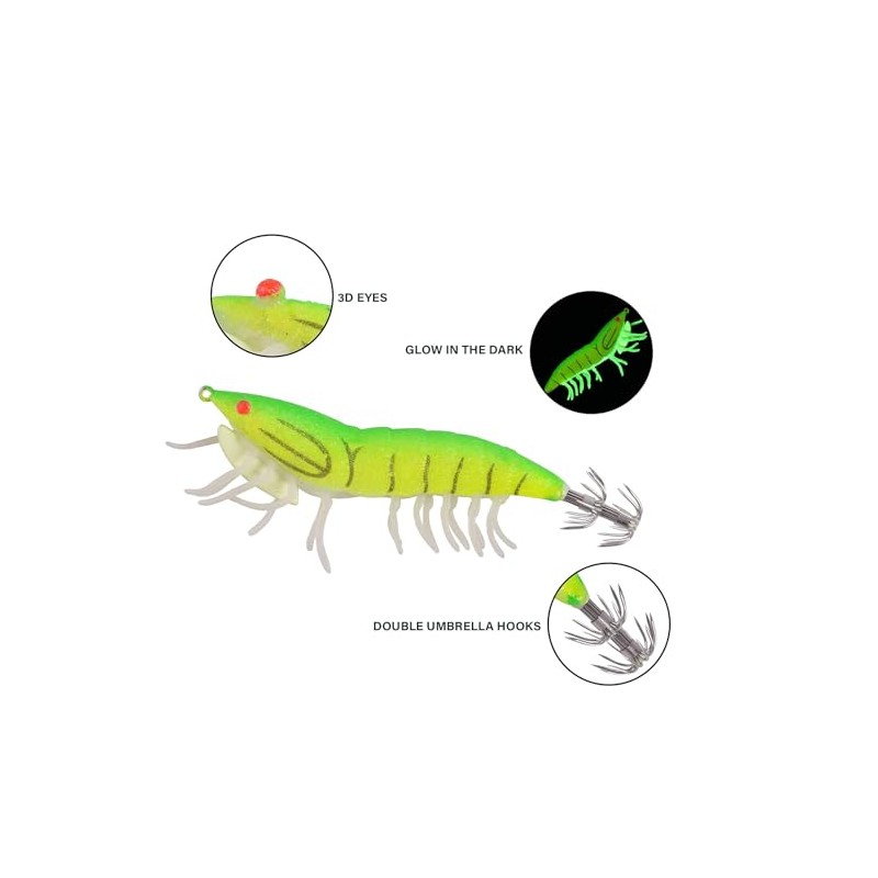 Squid fishing lure prawn shrimp with rattle luminous legs 11.5cm