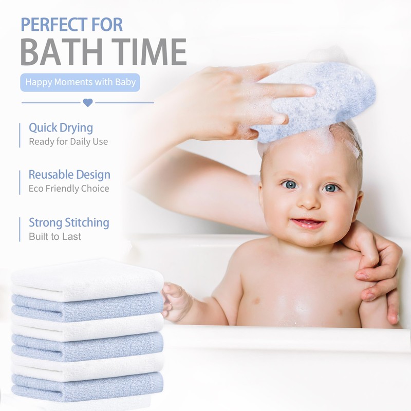 BEBE FAVOUR 10 Pack Baby Washcloths Rayon from Bamboo Terry