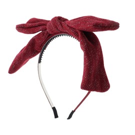 Motique Accessories Large Cotton Bow with Shimmer Headband for Women and Girls - Burgundy