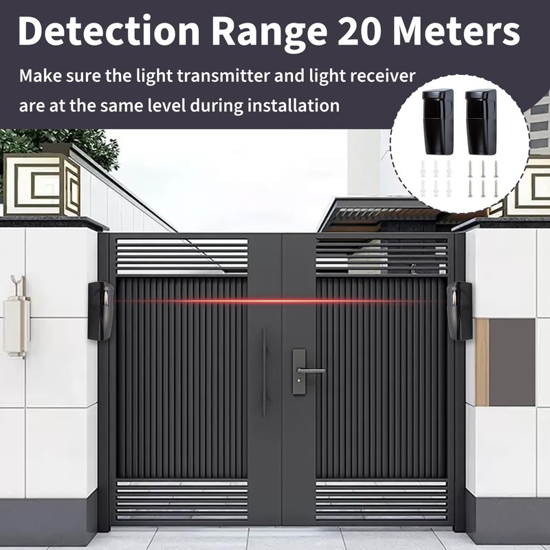 Infrared Beam Sensor, Infrared Barrier Alarm Photocells, Universal for Outdoor