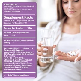 Suplemento NMN - 10 en 1 con mononucleótido de nicotinamida, resveratrol, TMG y quercetina y glutatión, precursor de suplemento NAD+, para celular sal