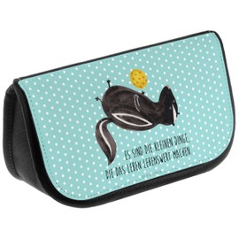 Mr. & Mrs. Panda Skunk Ball Cosmetic Bag, turquoise, Hand Drawn