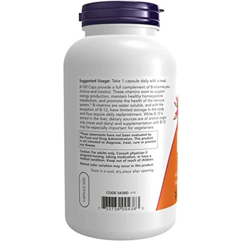 NOW Supplements, Vitamin B-100, Energy Production*, Nervous System Health*, 250