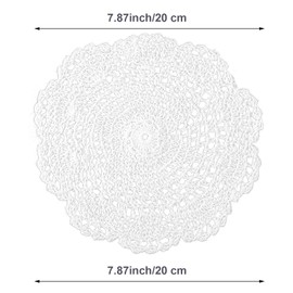 WLLHYF White Vintage Crochet Doilies 8 Inches Round Cotton Handmade Lace Placemats Crafts Tables Food Bulk Doily Cloth Set Corrugated Edge for Wedding Birthday, 4 Pack