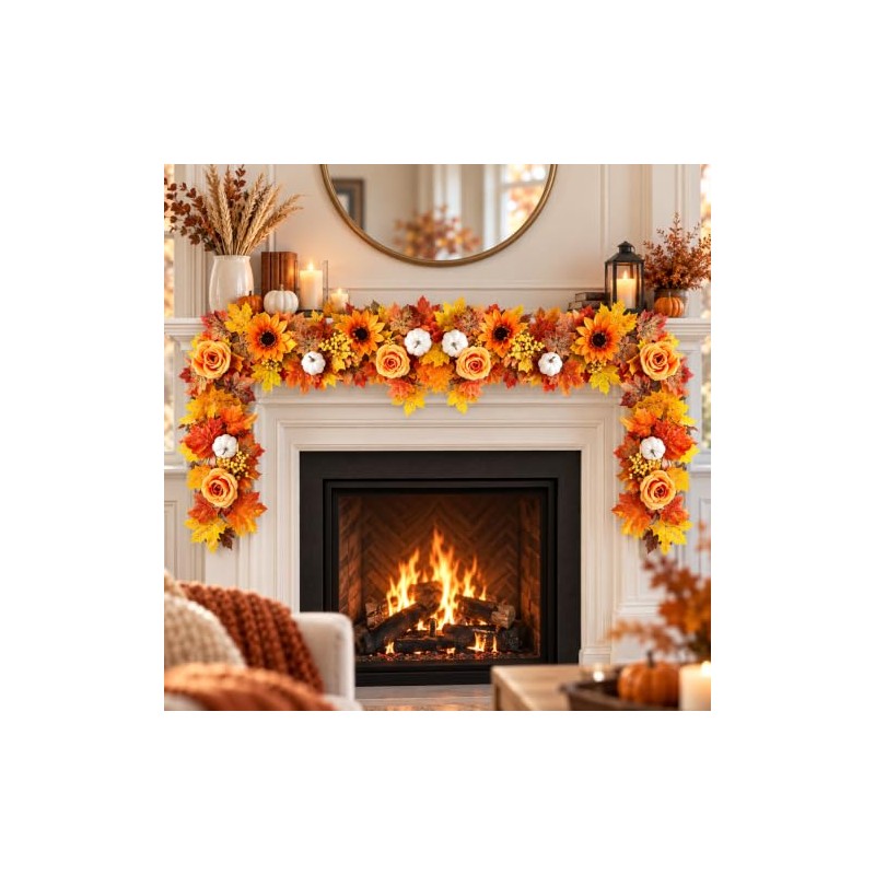 Guirnaldas de otoño,Guirnalda de hojas de arce artificiales, Decoración de