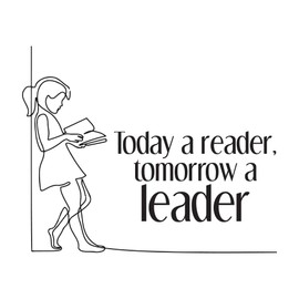 Girls Today a Reader Tomorrow A Leader Educational Quote Wall Decal Decoration Girl Reading Silhouette Book Lovers Quotes Bookish Lasts Years and Easily Removable - Size: 10 in(W) x 8 in(H)