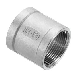 sourcing map NPT 1-1/4"x1-7/8 304 Stainless Steel Pipe Fittings, Coupling Pipe Connector Adapter Pipe Connection Accessories for Plumbing Industrial and Residential, Silver