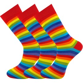 Mysocks Colourful Striped Socks for Men and Women Made of Cotton, Men's Socks, Women's Socks for Casual and Business Socks, Seamless Toe End, 3 pairs of rainbow stripes