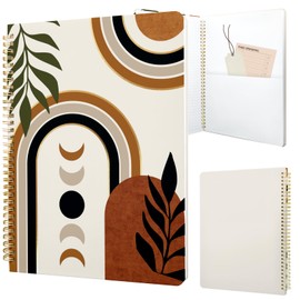 Stanoha Cute Spiral Notebook journal A4 Aesthetic Pretty Design for Women Girls Kawaii with Pocket, 8.5 x 11 inch, Lined, Moon Boho