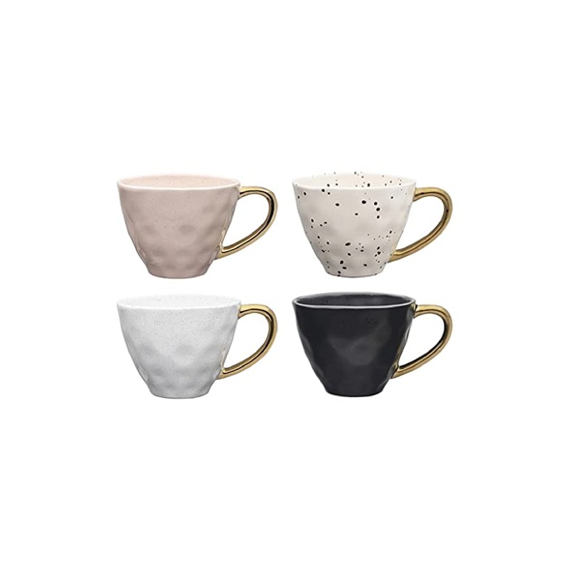 Ecology Speckle Gold Handled Mugs, 380 ml Capacity (Set of