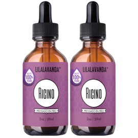 LilaLavanda - Aceite de Ricino 100% Puro Prensado en Frío - 2 x 59ml | Cuidado y Fortalecimiento de Pestañas y Cejas, Para Cabello, Uñas y Barba, Cast