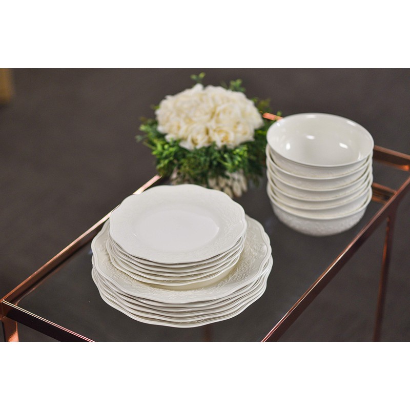 Red Vanilla Country Villa 18 Piece Dinner Set, 1, White