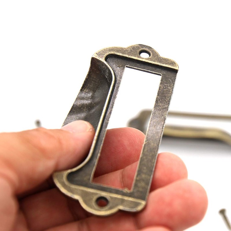 LXZ 8 PCs Antique Brass Card Holder Drawer Pull/Label Tag