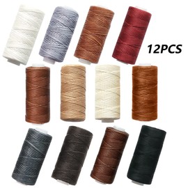 Aweisile Sewing Thread 12 Pieces Leather Thread Waxed Thread Leather Sewing Wax Thread Waxed Thread Leather Thread Set Leather Yarn Waxed for Leather Sewing DIY Crafts Leather Crafts 12 Colours 0.8 mm