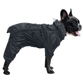 MOREZI Dog Raincoat, High Collar, Waterproof, Raincoat Set with Reflective Strips and Zips, Suitable for All Dog Types, Black, XXL