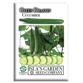 Green Dragon Long Cucumber Seeds (Cucumis sativus)– 50+ Non-GMO Heirloom Seeds by Isla’s Garden Seeds, Crisp Slender Chinese Cucumbers for Slicing, Salads & Fresh Eating, Perfect Home Garden Gift Idea