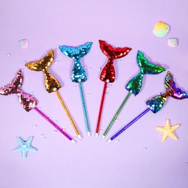 32 Pack Mermaid Ballpoint Pens Bulk (6 Assorted Colors) - Sparkly 3D Mermaid Tail Pens, Cute School Supplies for Kids, Birthday Party Favors, Classroom Rewards, Christmas Gifts