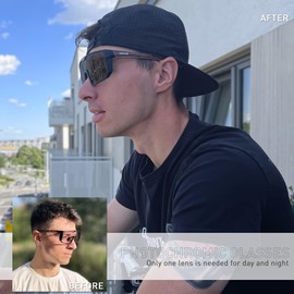 KAPVOE Cycling Glasses Photochromatic Self-Toning Sports Glasses Sunglasses Mountain Bike Glasses MTB Clear Cycling Glasses Men Women