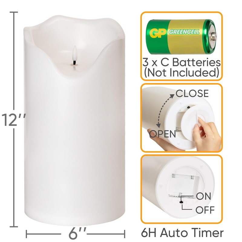 Homemory 6" x 12" Extra Large Outdoor Waterproof Candle with
