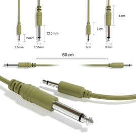 ExcelValley - Mono Patch Cables - TS 3.5mm 1/8" to 6.35mm 1/4" [6B-Pack | 10 cm - 3.94"]