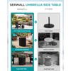 Outdoor Round Umbrella Side Table,3-in-1 Multi-Functional Use,Black