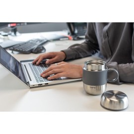 DrinkPod Stainless Steel Vacuum Insulated Leak-Proof Drinkpod Capsule Flask 6 Hours Hot 24 Hours Cold, Satin, 0.28 Litre