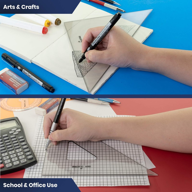 Pacific Arc Drafting Triangle, 4-inch, 45/90 Degrees, w/Inking Edge, Topaz