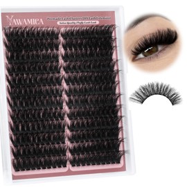 Yawamica Fluffy Lash Clusters Premade Cluster Eyelash Extensions Wispy Cat Eye Lash Clusters 200D Volume 9-18mm Individual Lashes Left Right Cluster Lashes 240pcs DIY Lash Extension by Self