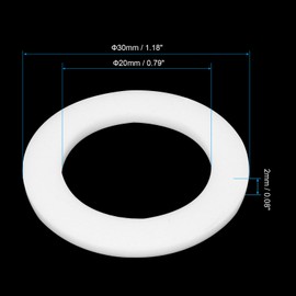 PATIKIL Flat Washers, 50 Pcs 30mm OD 20mm ID 2mm Thickness PTFE Seal Washers Flange Gasket Sealing Gasket for Faucet Pipe Water Hose