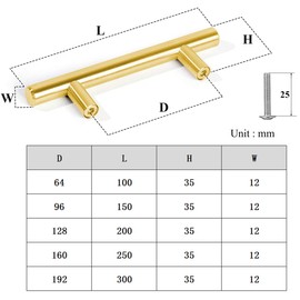 Drenky Pack of 2 Golden Stainless Steel Door Knobs, Furniture Handle with Screw Hole Spacing 128mm for Drawer, Cabinet, Furniture, Kitchen, Home Decoration