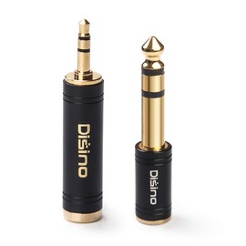 Disino 3.5mm to 1/4 Inch Headphone Adapter, 1/4 Inch Jack Male to 1/8 Inch Female Mini Jack Stereo Adapter, Gold-Plated Pure Copper Aux Audio Interface Headphone Converter, Black - 2 Pack