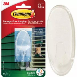 Command (4)-Command Large Adhesive Outdoor Wreath Sign Window Hook Model: 17093CLR-AWES