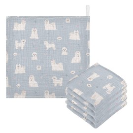 vvfelixl Baby Cotton Washcloths Maltese Dogs Infants Bath Towel for Unisex Face Towels for Newborn, Natural Baby Wipes Delicate Skin, 11.8 X 11.8 inch, one sizex3