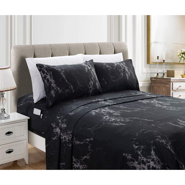 Elegant Comfort Eloise Marble Printed 6-Piece Sheet Set, 1500 Premium