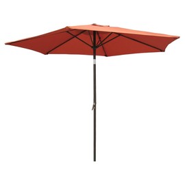 UV & Water Resistant & Air Vented 8 Foot Umbrella Outdoor Patio with Crank Lift & Push Button Tilt System | 6 Sturdy Aluminum Ribs Hexagonal Shape & Red Color Market Umbrella