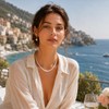 NUZON Baroque Pearl Dangle Earrings for Women 14K Gold Huggie