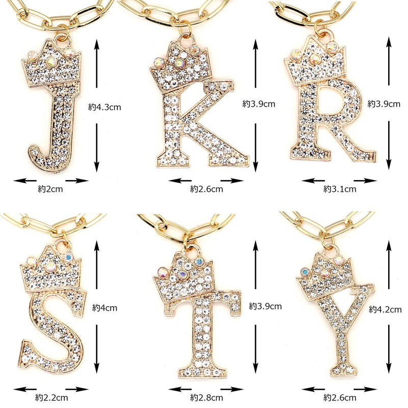 miwaki Bag Charm Initial Charm Keychain Initial Alphabet Crown Square