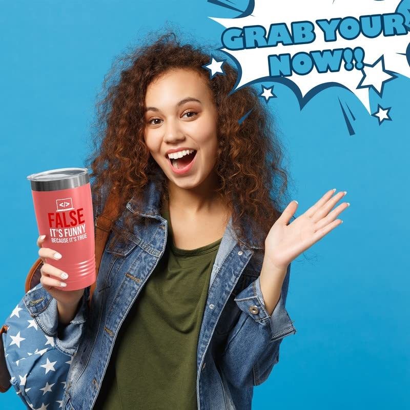 Programmer Coral Viking Tumbler 20oz - False It's Funny -