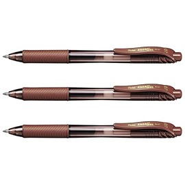 PENTEL EnerGel-X BL107 Gel Ink Rollerball Pens Pack of 3 Brown