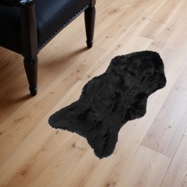 Homeroots 2' X 3' Black Faux Sheepskin Animal Print Washable Area Rug