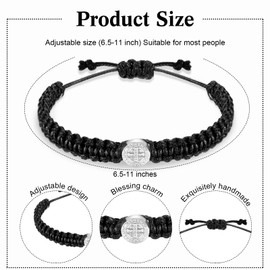 Landical 20 Pcs Catholic Bracelet Saint Benedict Medal Bracelet Adjustable Cord String Bracelet Religious Gifts for Men Women