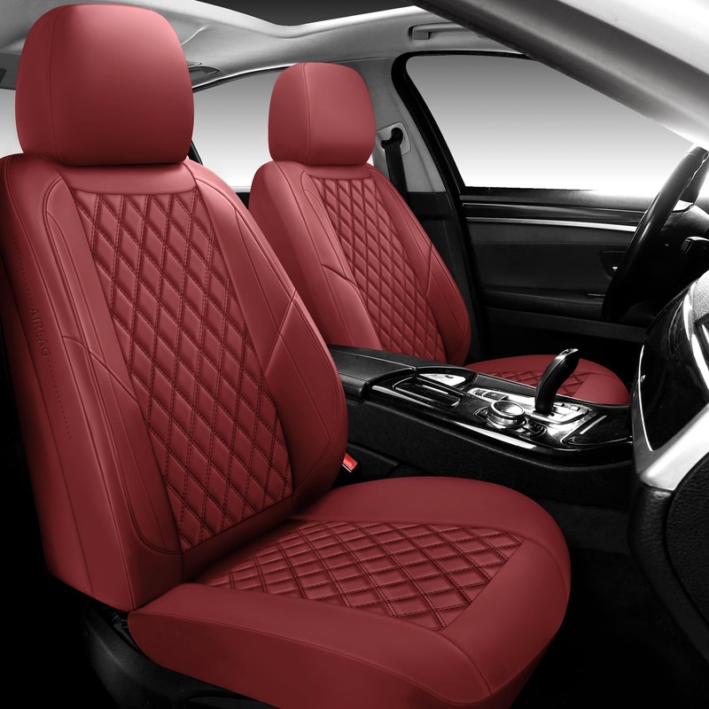 GEEYONTEK Premium Leather Car Seat Covers Front Pair,Universal Fit for