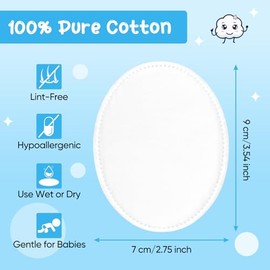 Cottonessence Almohadillas ovaladas de algodón (100 unidades) - 100% algodón puro, lo suficientemente suaves para bebés, textura suave, tamaño grande,