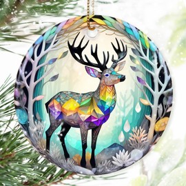 Dodosky Colorful Ceramic Elk Christmas Ornament, Elk Ornaments for Christmas Tree, Holiday Decorations, Christmas Decor, Elk Gifts, Christmas Ornament Gift Ideas
